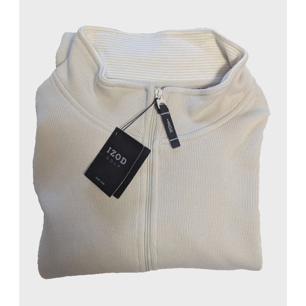 Izod Golf Men's XL Pullover Sweater 1/4 Zip Mock Collar Sandstone NWT - Picture 1 of 11